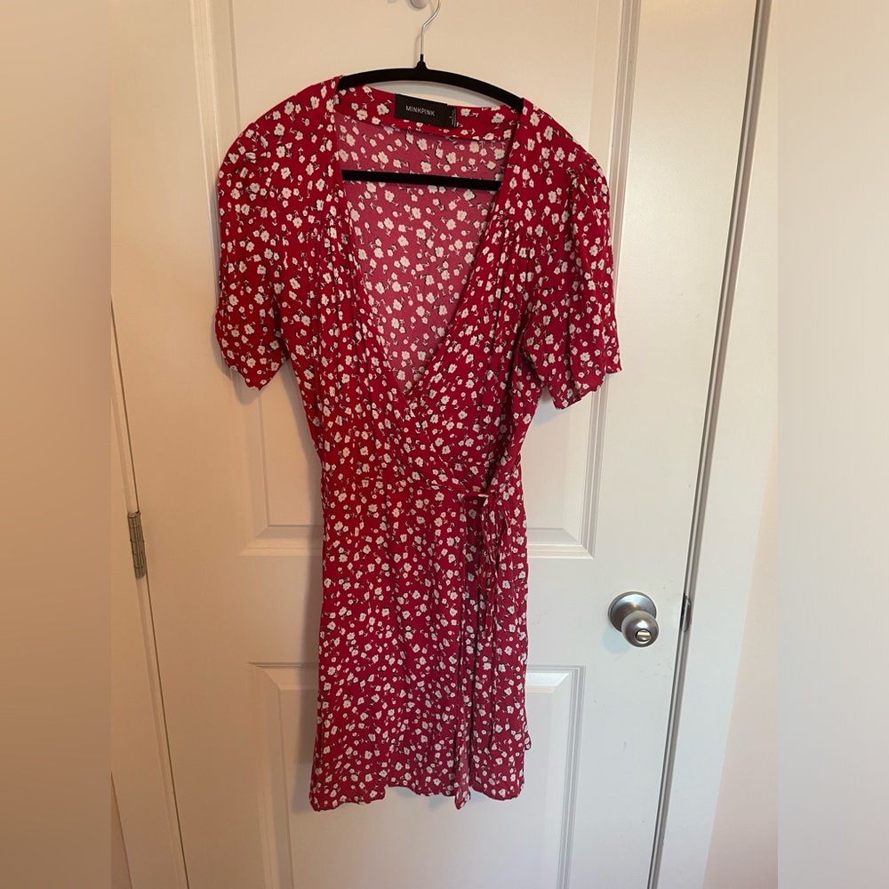 MINKPINK Red Floral Wrap Mini Dress